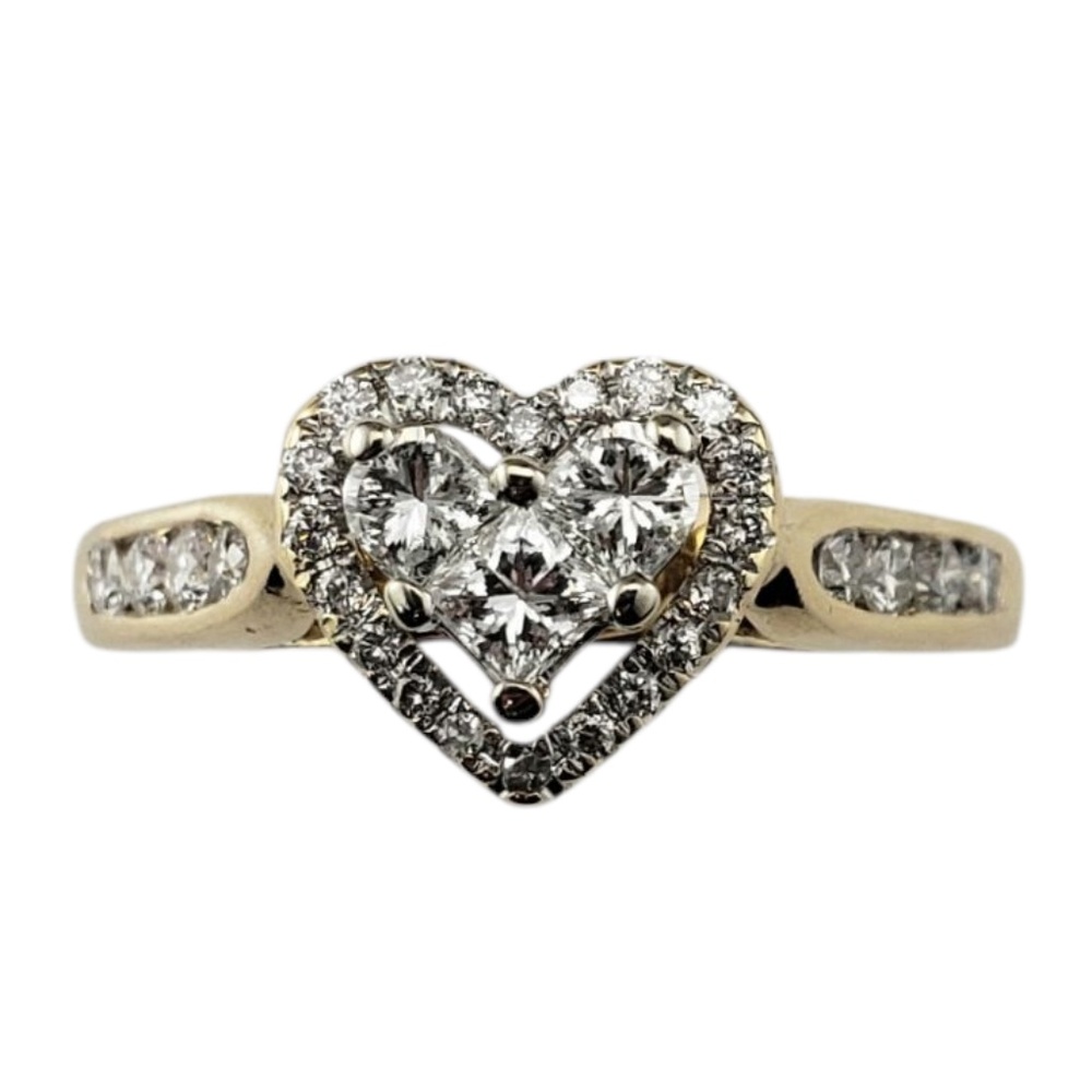 14 Karat Yellow Gold and Diamond Heart Ring Size 7 #21376